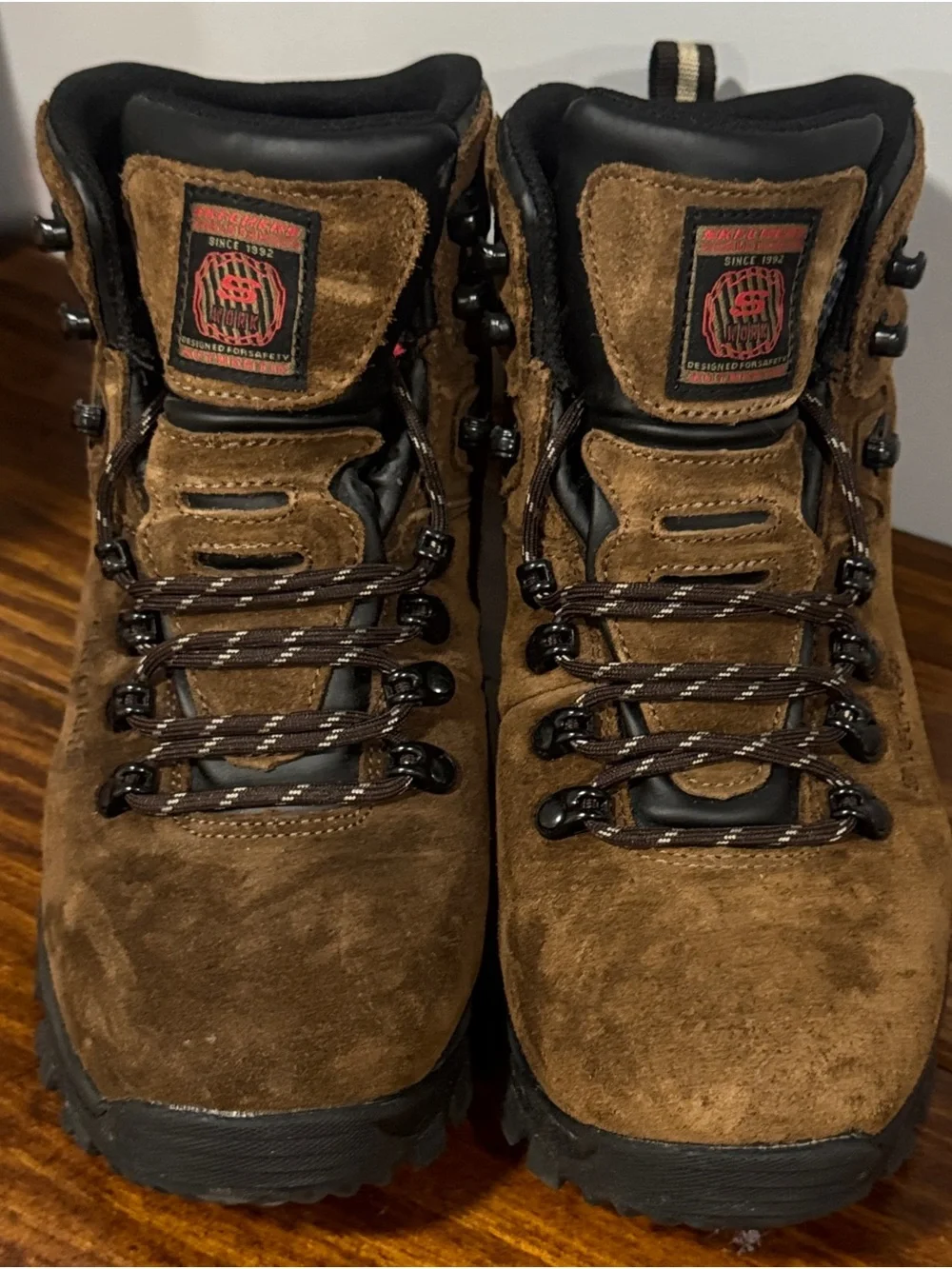 Skechers Brown Suede Men's Hiking Waterproof Boots with Black Trim
